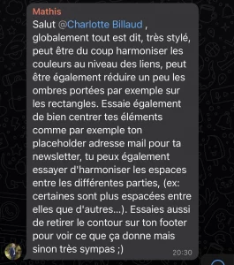 Avis Matthis (étudiant) sur la maquette